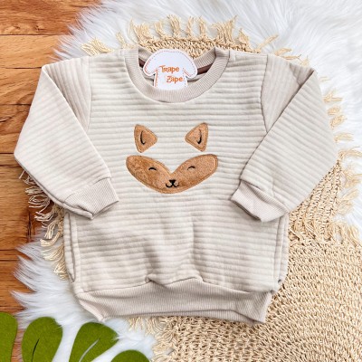 Conj. Casaco Matelasse Raposa e Calça de Moletom - Areia e Areia